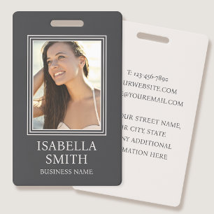 Elegant Photo ID Badge Template Grey Off-white