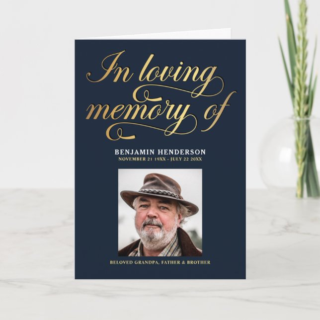 Elegant Photo In Loving Memory Funeral Programme (Front)