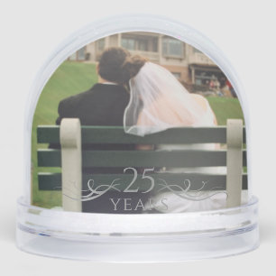 Elegant Photo Keepsake 25th Wedding Anniversary Snowglobe