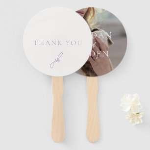 Elegant Photo Lilac Script Monogram Wedding Hand Fan