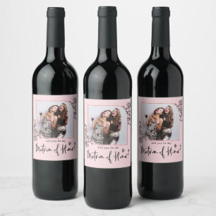 Elegant Photo Matron Of Honour Proposal Wine Label