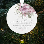 Elegant Photo Mele Kalikimaka Christmas Tree Ornament<br><div class="desc">Create your own personalised holiday ornaments,  with these elegant tropical pink floral photo christmas tree decorations. Featuring text that reads 'MELE KALIKIMAKA' your favourite family photo,  personalised with your family name and message.</div>