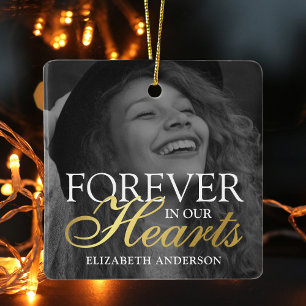 Elegant Photo Memorial Christmas Ceramic Ornament