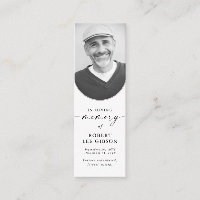Elegant Photo Memorial Funeral Poem Bookmark Card (Front)