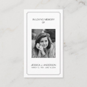 Elegant Photo Memorial Sympathy Prayer Card