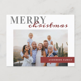 Elegant Photo Merry Christmas Family Postcard