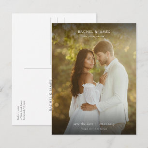 Elegant Photo Minimalist Wedding Save the Date Announcement Postcard