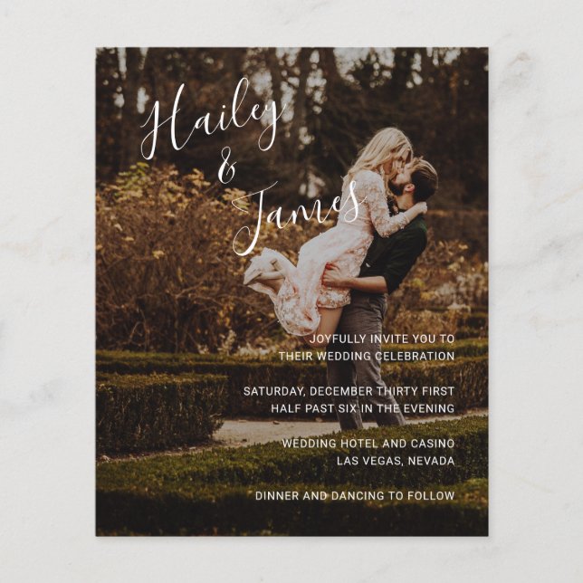 Elegant Photo Modern Budget Wedding Invitation Flyer (Front)