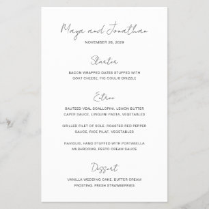 Elegant Photo Modern Budget Wedding Menu