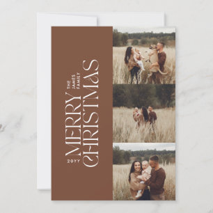 Elegant photo modern minimal multi photo botanical holiday card