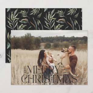 Elegant photo modern minimal natural botanical hol holiday card