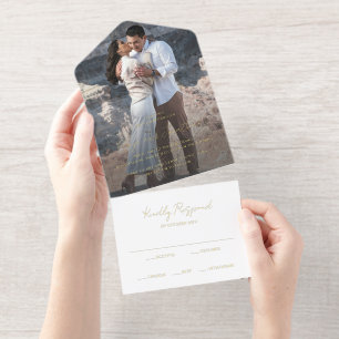 Elegant Photo Modern Wedding All In One Invitation