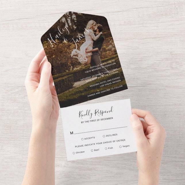 Elegant Photo Modern Wedding All In One Invitation (Tearaway)