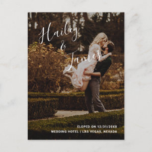 Elegant Photo Modern Wedding Announcement Postcard