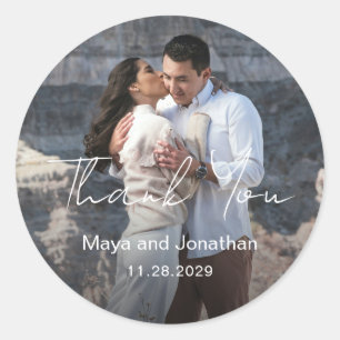 Elegant Photo Modern Wedding Classic Round Sticker