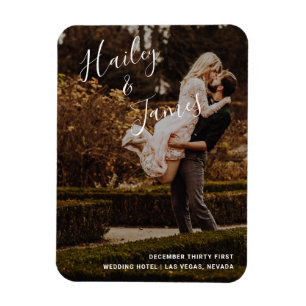 Elegant Photo Modern Wedding Magnet