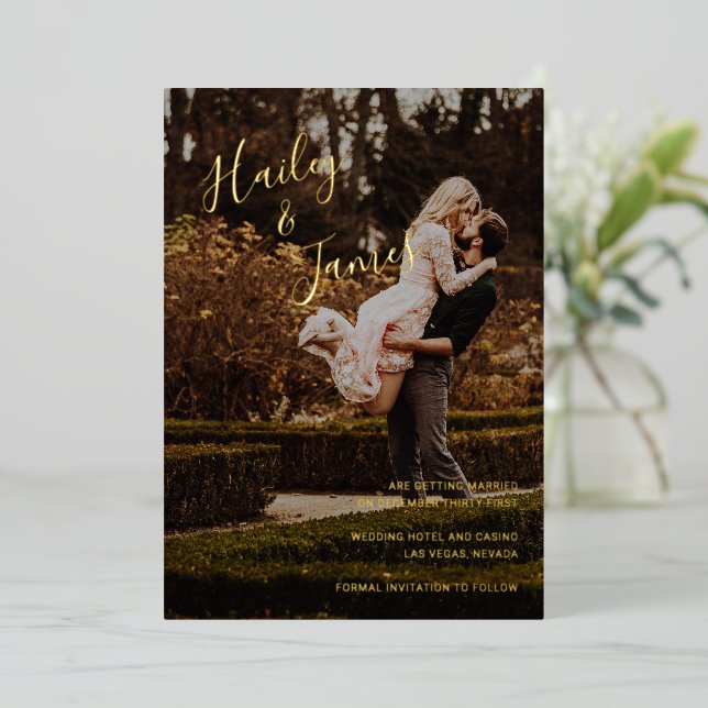 Elegant Photo Modern Wedding Save the Date (Standing Front)