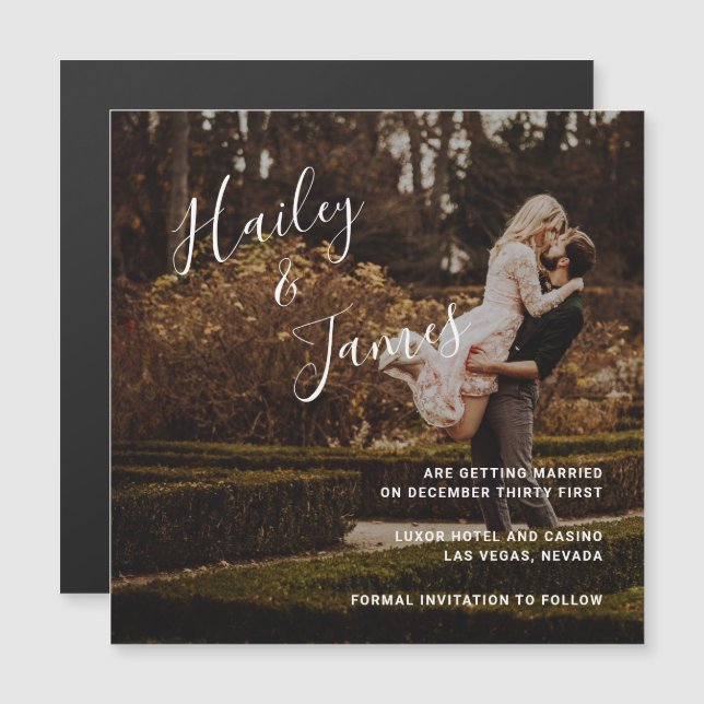 Elegant Photo Modern Wedding Save the Date Magnetic Invitation (Front/Back)