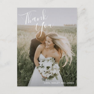 Elegant Photo Modern Wedding Thank You Postcard