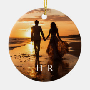 Elegant Photo Monogram Ceramic Tree Decoration