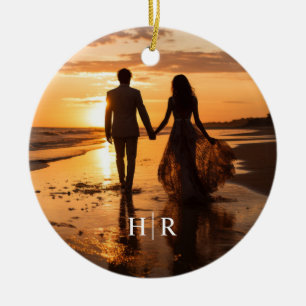 Elegant Photo Monogram Ceramic Tree Decoration