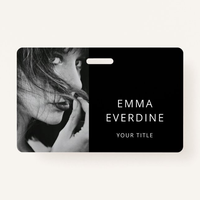 Elegant Photo Name Title  ID Badge (Front)