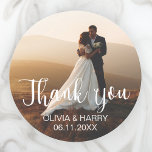 Elegant Photo - Names Wedding Favor Stickers<br><div class="desc">Simple elegant photo wedding favor stickers. Easily add your custom names and date.</div>