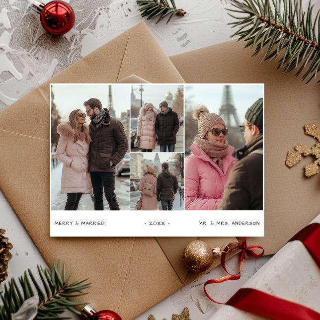 Elegant Photo Newlywed Merry and Married Christmas Holiday Card (Creator Uploaded)