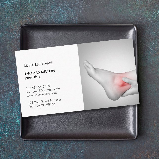 Elegant Photo of Woman's Ankle Doctor Business Card (Creator Uploaded)