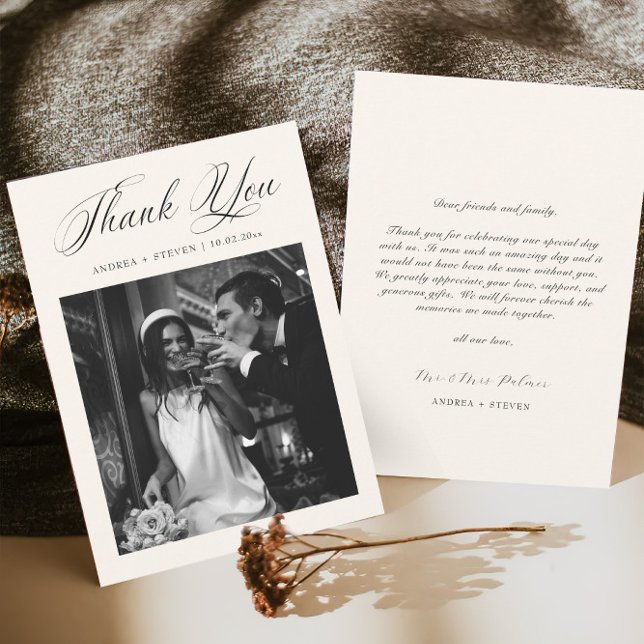 Elegant Photo Old Money Wedding Thank You Card (Creator Uploaded)