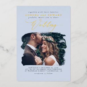 Elegant Photo Overlay Dusty Blue Boho Wedding