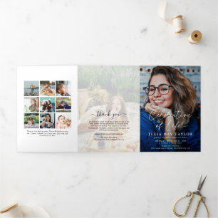 Elegant Photo Overlay Funeral Memorial Program Tri-Fold Invitation