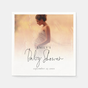 Elegant Photo Overlay Gender Neutral Baby Shower  Napkin