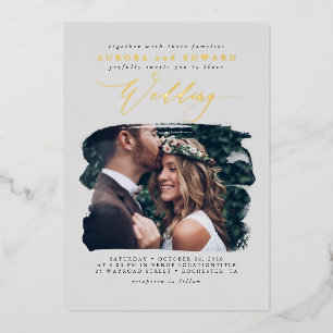 Elegant Photo Overlay Grey Boho Wedding Real