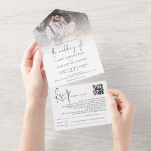 Elegant Photo Overlay QR Code Script Wedding All In One Invitation