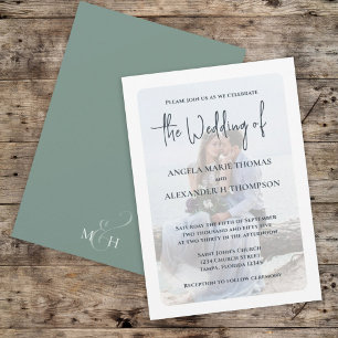 Elegant Photo Overlay Simple Minimalist Green Invitation