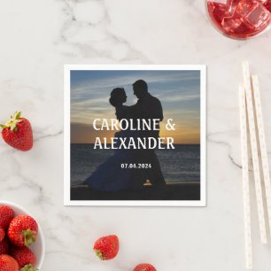 Elegant Photo Picture Sunset Summer Chic Wedding Napkin