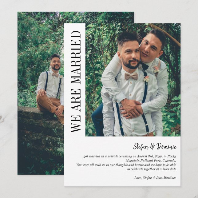 Elegant Photo Private Ceremony Wedding Announcement (Front/Back)