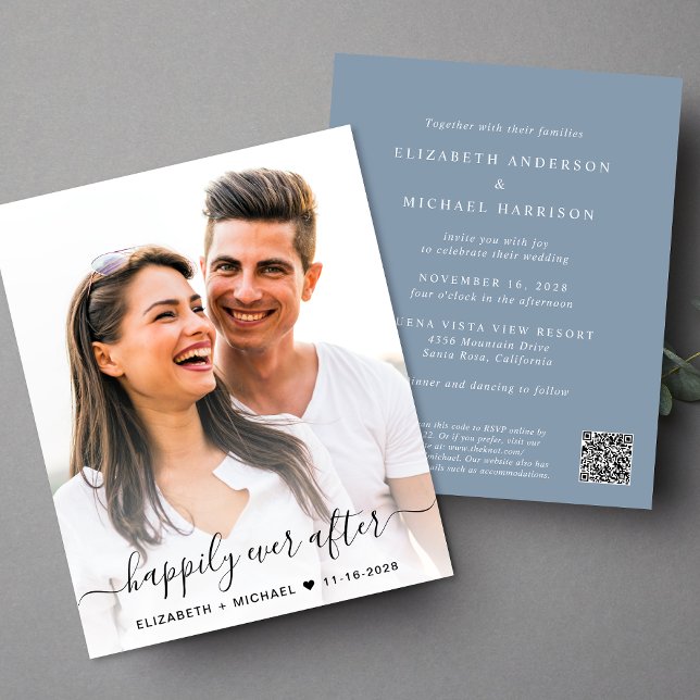 Elegant Photo QR Code Budget Wedding Invitation (Creator Uploaded)