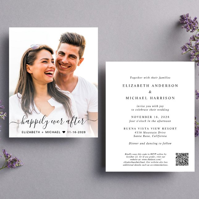 Elegant Photo QR Code Budget Wedding Invitation (Creator Uploaded)