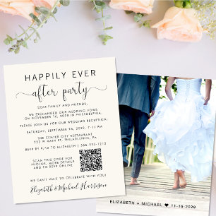 Elegant Photo QR Code Cream Wedding Reception