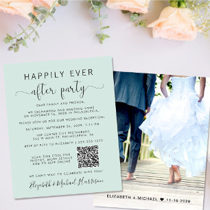 Elegant Photo QR Code Mint Wedding Reception