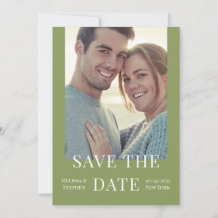 Elegant Photo QR Code Sage Green Wedding Save The Date