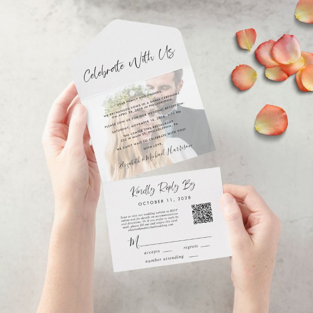 Elegant Photo QR Code Wedding Reception All In One Invitation (Creator Uploaded)