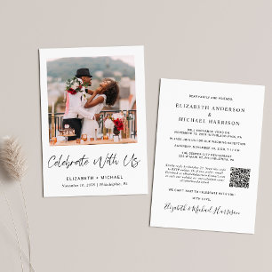 Elegant Photo QR Code Wedding Reception Invitation