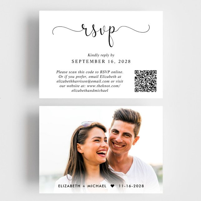Elegant Photo QR Code Wedding RSVP Card (Creator Uploaded)
