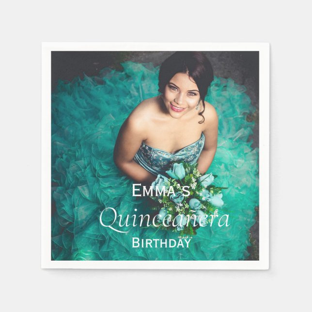 Elegant Photo Quinceañera Birthday Party Napkin (Front)