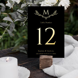 Elegant Photo Real Foil Pressed Table Number Cards