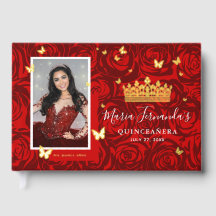 Elegant Photo Real Gold Foil and Red Quinceanera