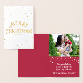 Elegant Photo Red Christmas Gold/Silver  Foil Card